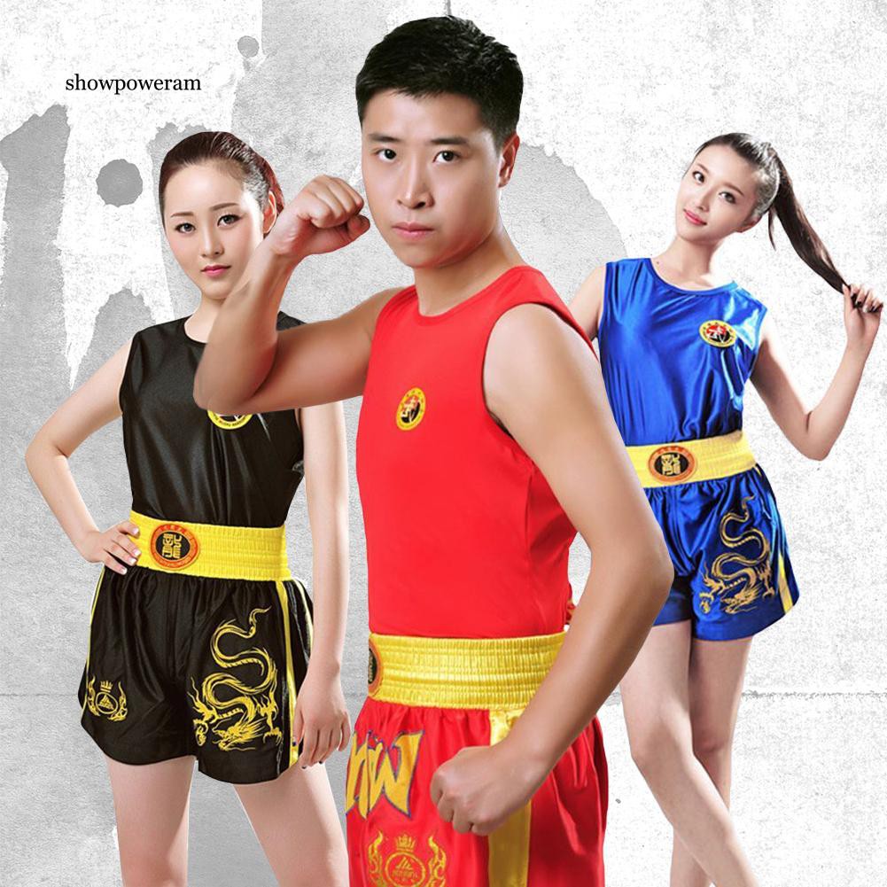 Bộ Đồ Tập Võ Taekwondo / Muay Thai / Boxing Gồm Áo Sát Nách Và Quần Short Dành Cho Nam Và Nữ