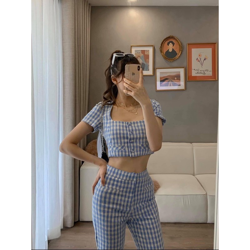 [ORDER-XUẤT] Set áo crop top/ Quần dài Zara xuất xịn