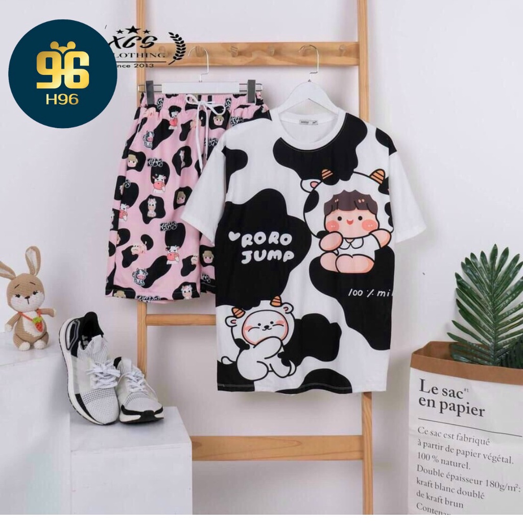 Set đồ bộ hoạt hình BÒ HỒNG 😍 đồ bộ mặc nhà unisex nam nữ