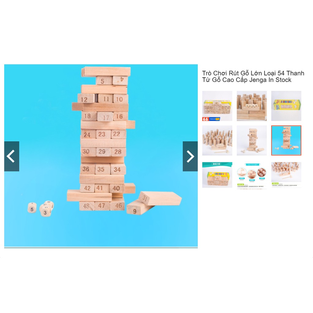 Trò Chơi Rút Gỗ Lớn Loại 54 Thanh Từ Gỗ Cao Cấp Jenga In Stock