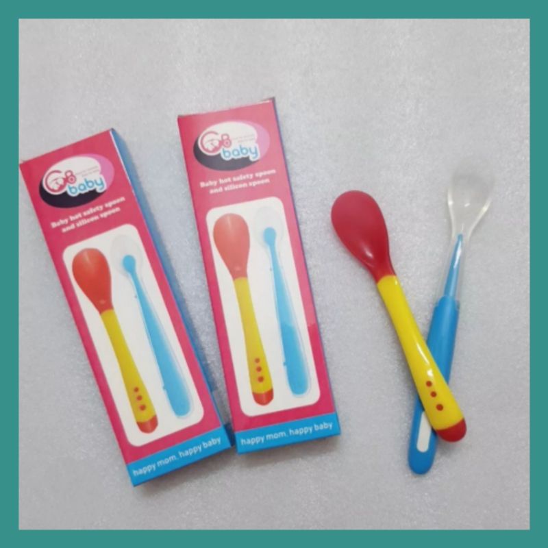 Bộ 2 Thìa ăn dặm báo nóng và silicon cho bé, sản phẩm hàn quốc, chất liệu an toàn, mềm mại, giúp bé ăn dặm tốt hơn