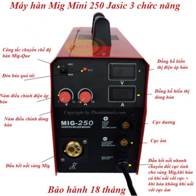 [CHÍNH HÃNG] Máy Hàn 3 Chức Năng MIG /TIG/QUE 250 A Bảo Hành 12 Tháng Trên Toàn Quốc