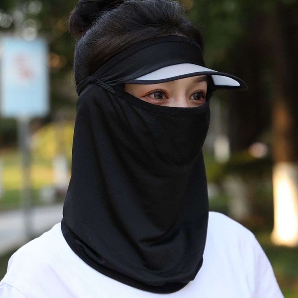 Sunscreen hat face-covering neck cool hat women's summer fashion exposed top Ice Silk sun hat face mask ultraviolet-proof empty top