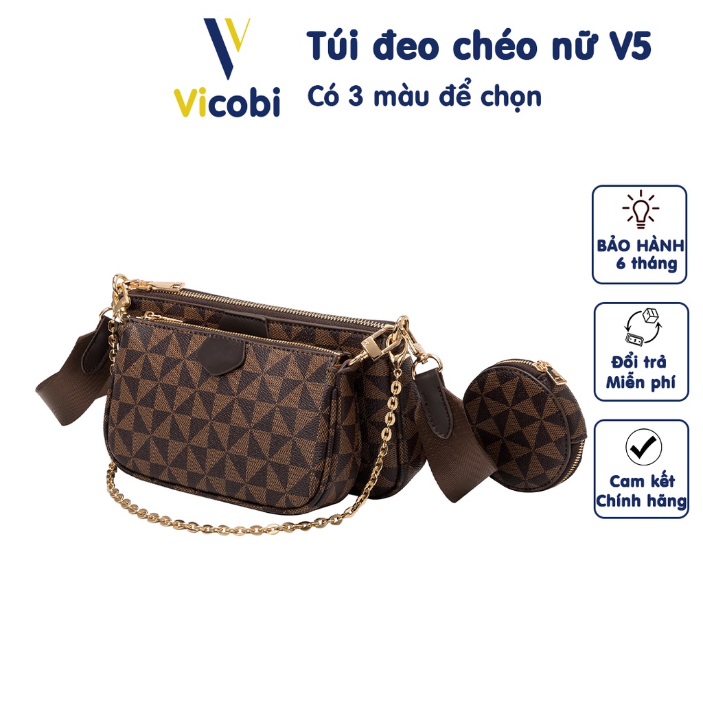 Túi đeo chéo nữ Vicobi V5, họa tiết cá tính có thể đeo vai được rất phù hợp đi chơi, du lịch, cafe, đi làm