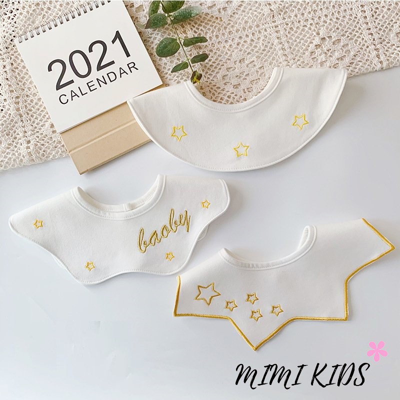 Set 3 yếm cổ tròn Cotton cao cấp chống thấm nước phong cách Hàn Quốc Mimi Kids cho bé YC01