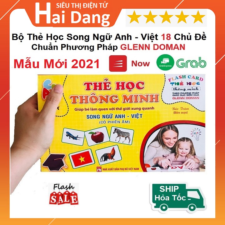 Bộ Thẻ Học Thông Minh 18 Chủ Đề, Học Song Ngữ Tiếng Anh Loại Chuẩn Glenn Doman Flashcard Cho Bé Từ 0-6 Tuổi