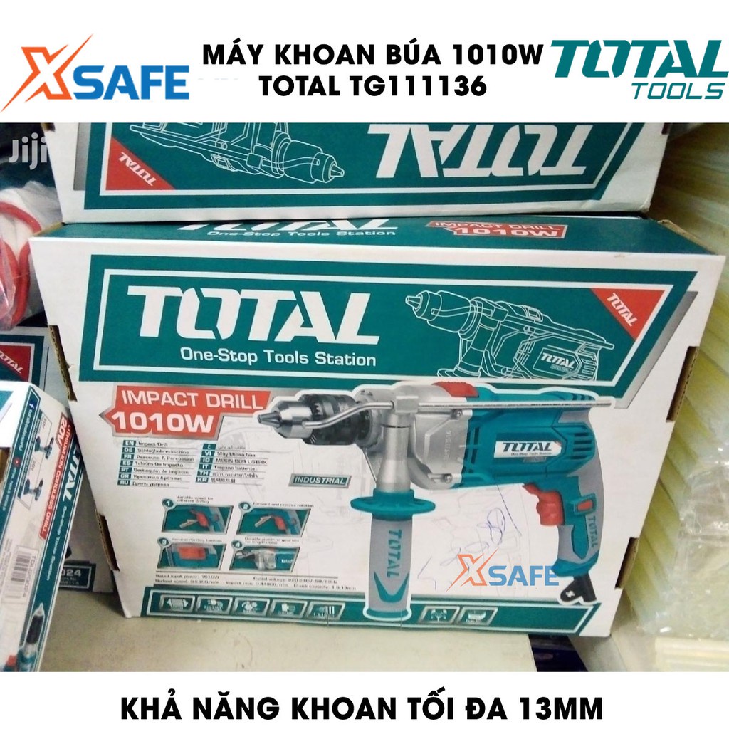 Máy khoan búa TOTAL TG111136 1010W công tắc đảo chiều Máy khoan búa cầm tay khoan tối đa 13mm - Bảo hành chính hãng