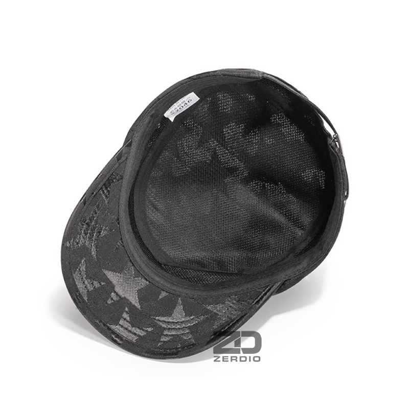 Nón kết, Mũ lưỡi trai chóp vuông màu đen họa tiết ngôi sao cho Nam và Nữ