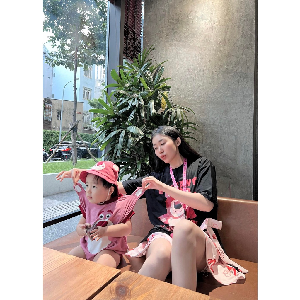 Set áo xẻ hình gấu dâu