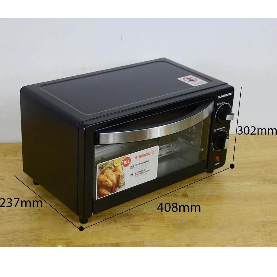 Lò nướng mini Sunhouse nướng bánh mì SHD4206 10l 4 chế độ công nghệ Halogen tiết kiệm điện - HAPOS