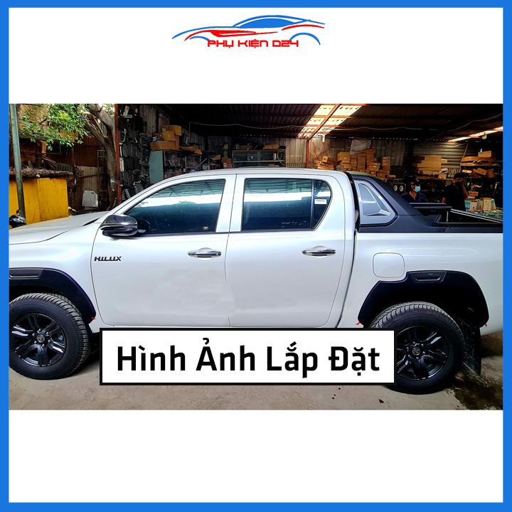 Bộ ốp cua lốp xe ô tô Hilux 2021-2022-2023 bản nhỏ mẫu phản quang trang trí bảo vệ lốp xe