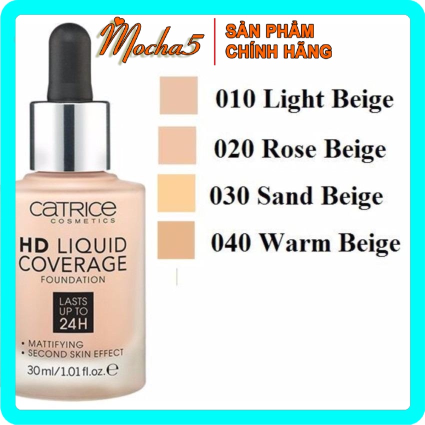 Kem nền Catrice HD 24h Liquid Coverage Foundation mịn da KIỀM DẦU hoàn hảo che phủ cao