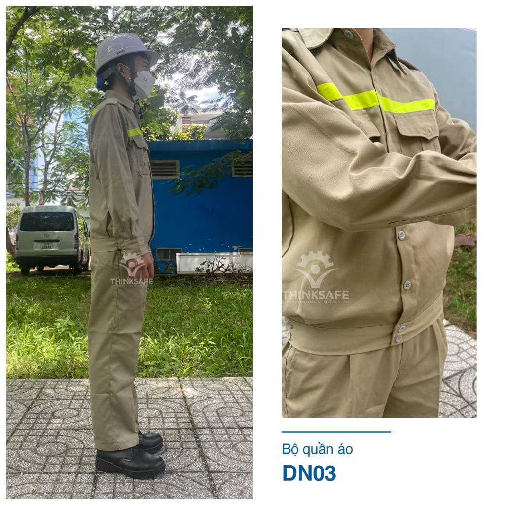 Quần áo bảo hộ lao động TN03 vải kaki đẹp, bền màu, vải mát, áo có phản quang cho kỹ sư công nhân, kỹ sư - THINKSAFE
