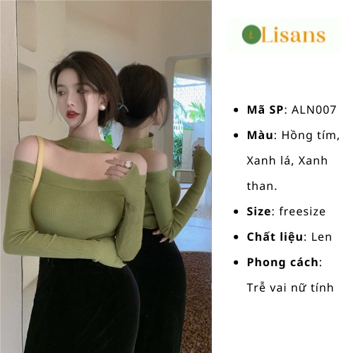 Áo len nữ Hàn Quốc dài tay đẹp giá rẻ trễ vai quyến rũ ALN007