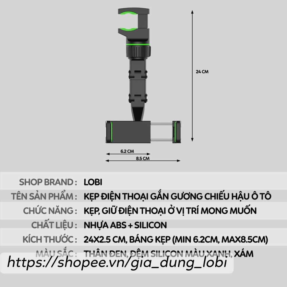 Giá đỡ điện thoại trên ô tô gắn gương kẹp điện thoại ô tô xoay 360 độ kẹp đầu giường thanh tủ bàn học