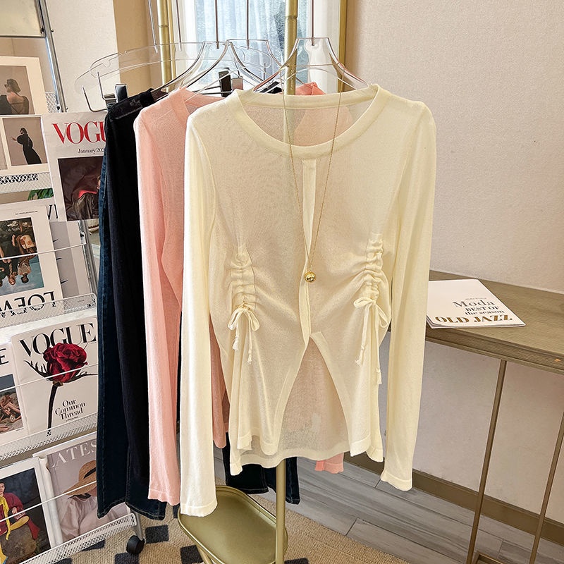 Áo Thun Tay Dài Cổ Tròn Màu Sắc Đơn Giản Cho Nữ