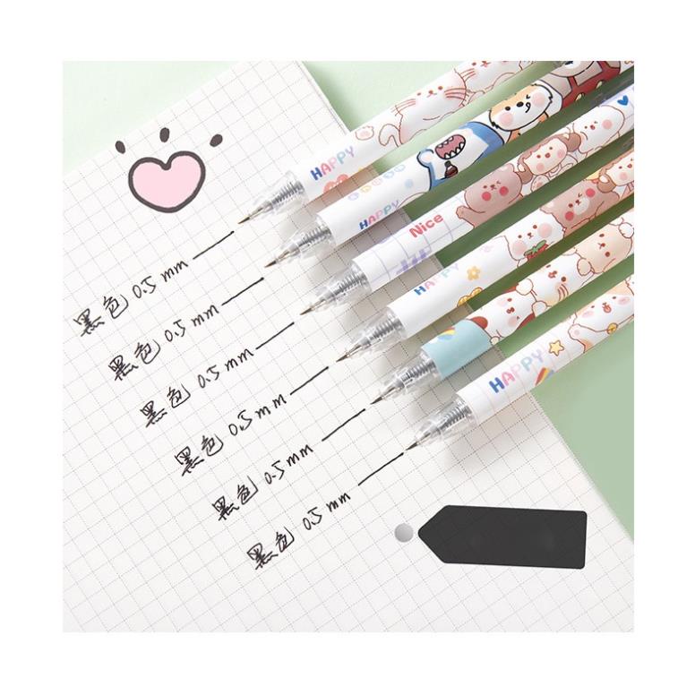 [Bộ 6] Bút gel bấm KOGANO combo 6 bút bi gel ngòi 0.5mm nhiều màu cao cấp mực đều SP-001376