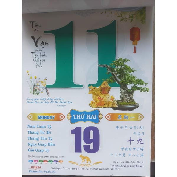 Lốc lịch đại 7màu 2024