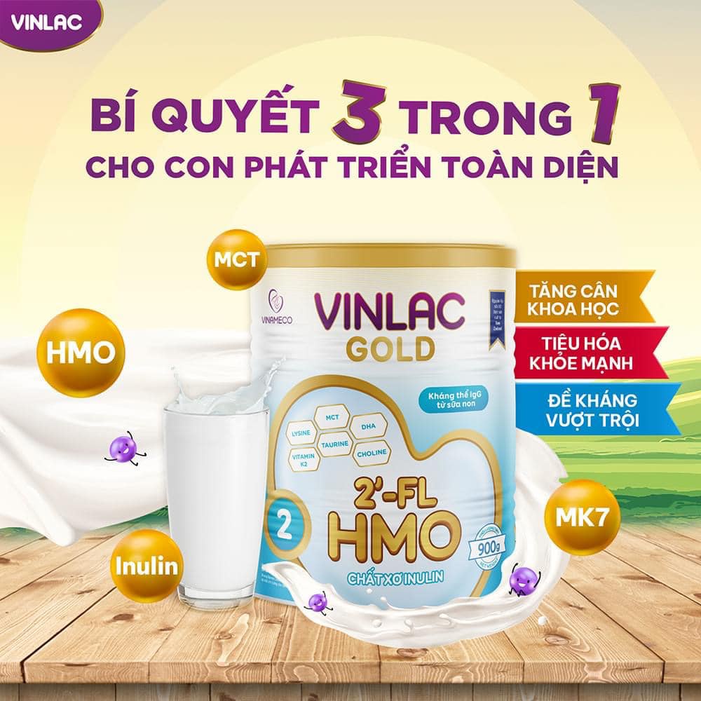 Sữa bột Vinlac Gold HMO số 1, 2, 300g, 800g, 900g