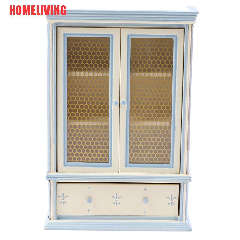 Mô Hình Tủ Chén Màu Trắng Tỉ Lệ 1: 12 Trang Trí Nhà Búp Bê