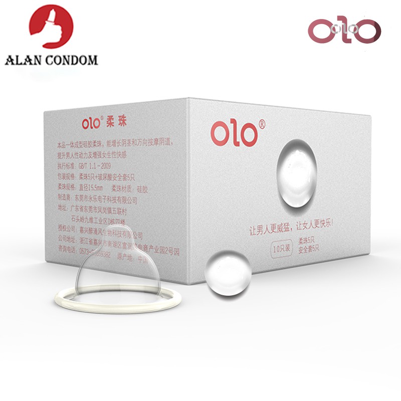 Bao cao su OLO 0,01 siêu mỏng có hạt ngọc trai mềm 1.5cm tăng kích cỡ, Hộp 5 cái 5 bi
