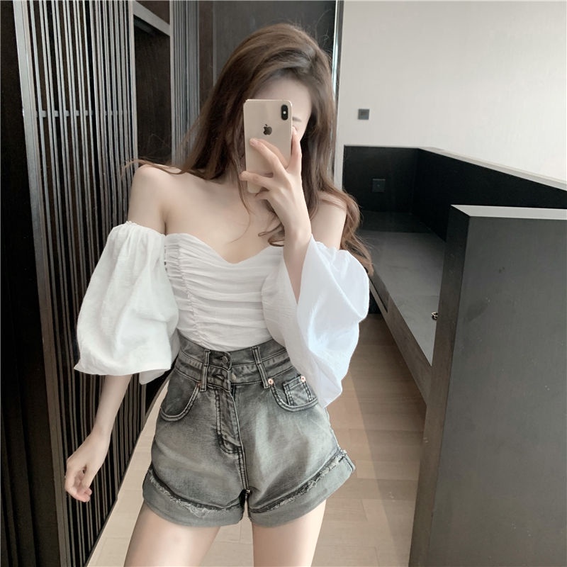 Áo kiểu COZOKC tay ngắn dáng ôm phong cách Hàn Quốc hợp thời trang