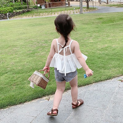 Áo hai dây thời trang mùa hè kiểu Hàn Quốc thoải mái dành cho bé gái