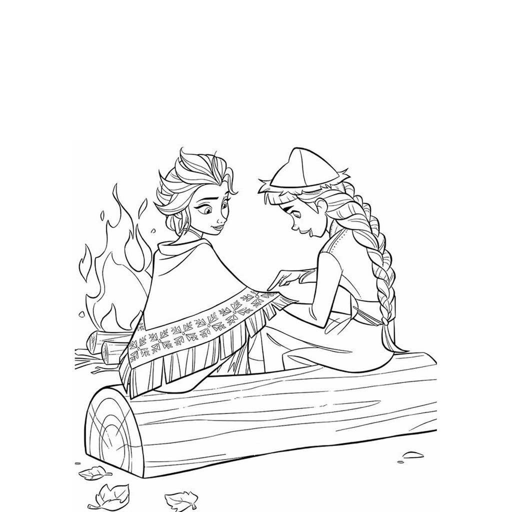 Bộ 10 Tranh tô màu sáp, màu nước Elsa và Anna cho bé tập tô sáng tạo khổ A4