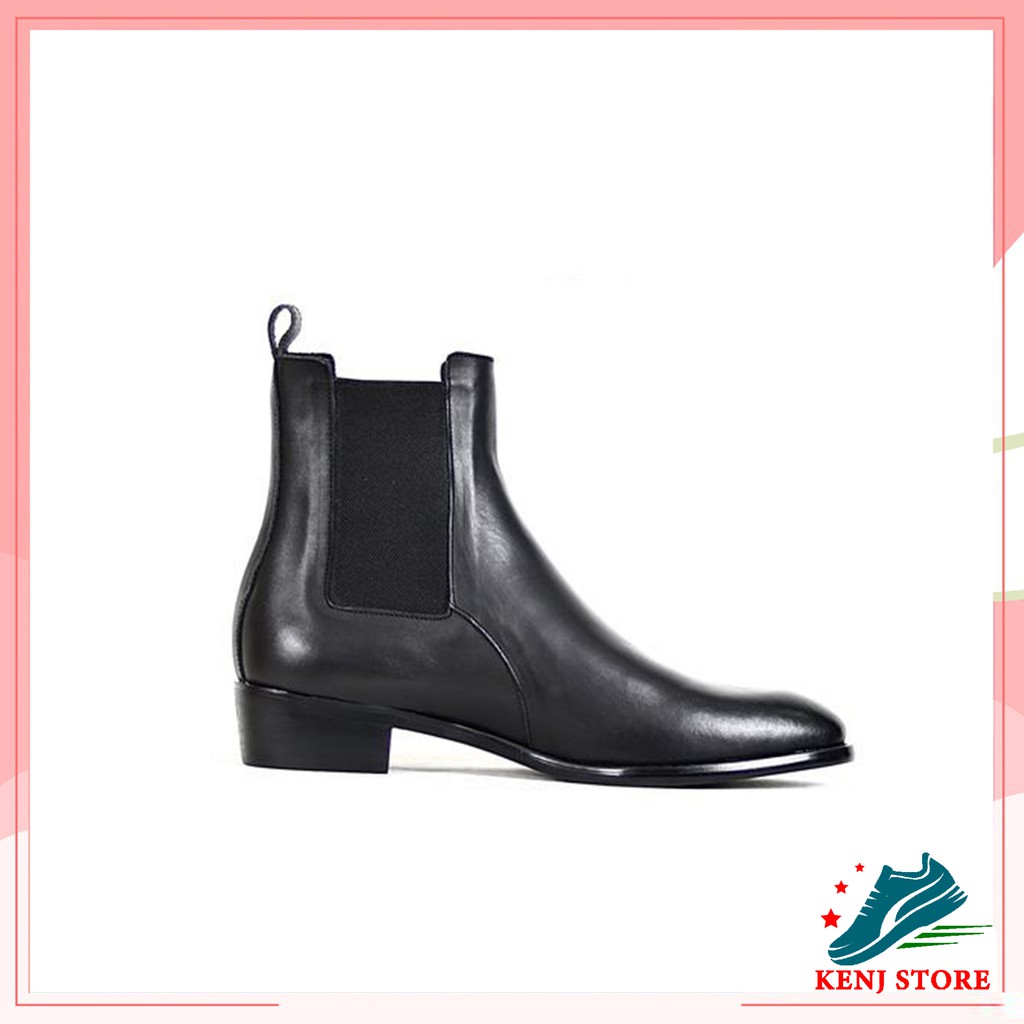 Giày Chelsea Boots nam công sở da bò nguyên tấm cao cấp đế gỗ nguyên khối cao 4.5cm tăng chiều cao dễ phối đồ