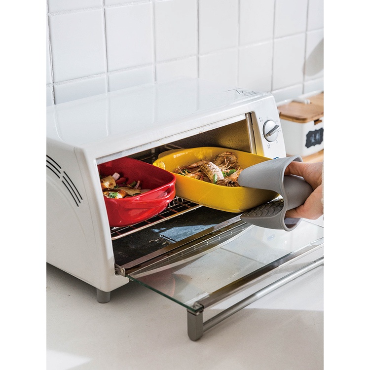 Hàng Sẵn (18*13.5*4cm) Khay chữ nhật sứ, Nướng Bánh,Chịu Nhiệt Đĩa nướng Kết cấu mờ đơn giản Chảo sứ hình chữ nhật cho lò vi sóng【Utah054】