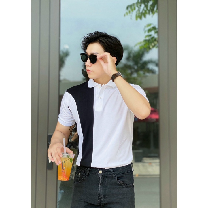 Áo Thun Nam Cổ Trụ Chất Cotton Mịn Mát Phối Màu Nút Cài Sịn Sò Phong Cách Trẻ Trung Lịch Lãm NEW UNISEX