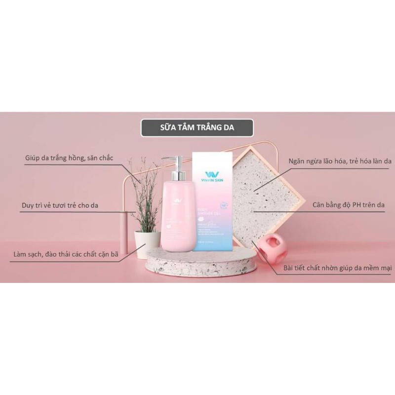 (Chính Hãng) Sữa tắm trắng Hoa Hồng [Body Shower Gel] VinVin Skin 330ml - Đảm bảo tắm là trắng | BigBuy360 - bigbuy360.vn