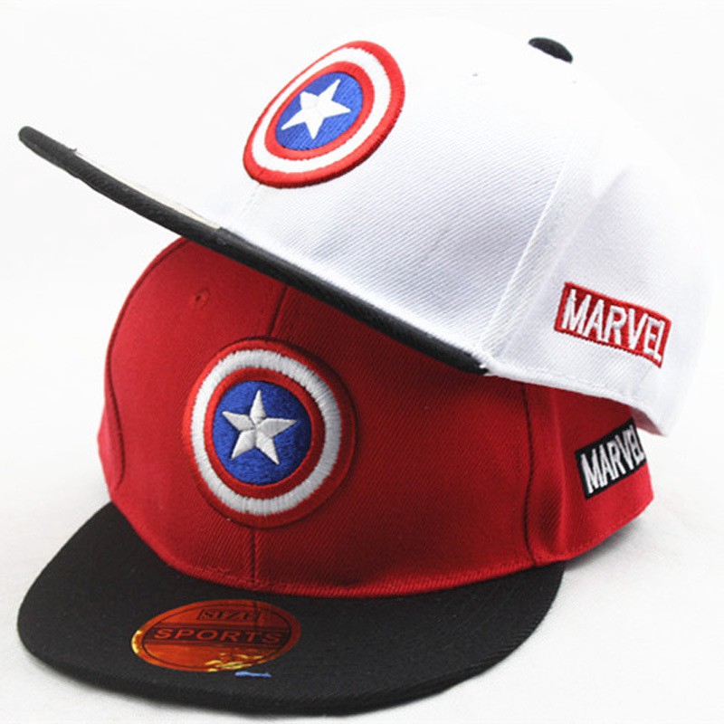 Mũ snapback họa tiết Captain màu đỏ đen thời trang mùa hè dành cho bé trai 3-8 tuổi