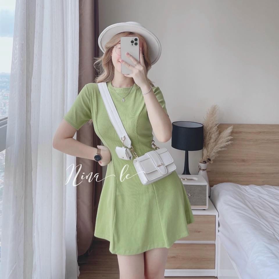 Đầm Liền Nữ Chất Thun Gân Co Giãn Tốt 2 Màu Dễ Mặc Form Chuẩn Dáng Xinh NEW UNISEX