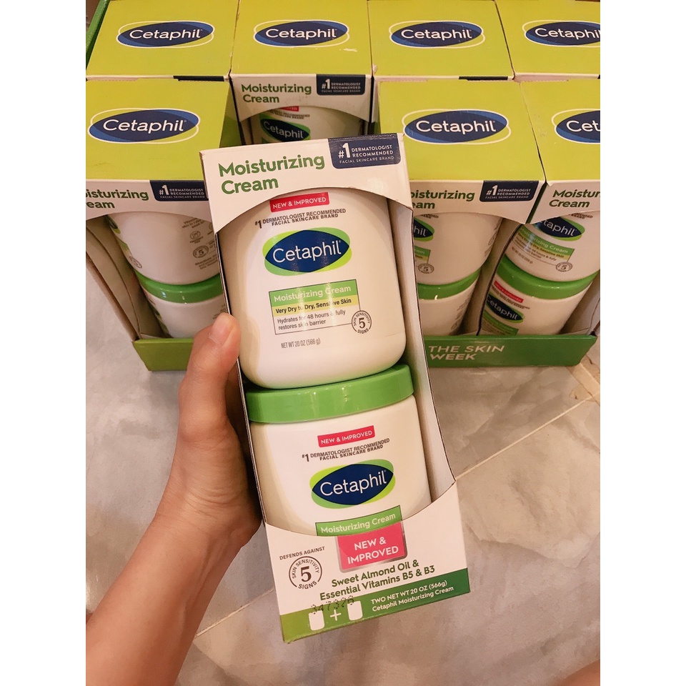 Mẫu mới - Kem dưỡng ẩm toàn thân Cetaphil Moisturizing Cream hủ 566g tách set