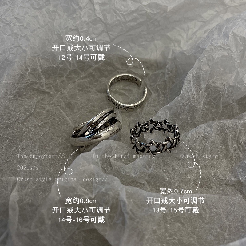 Set Nhẫn Khắc Chữ Số La Mã Phong Cách Cổ Điển Thời Trang