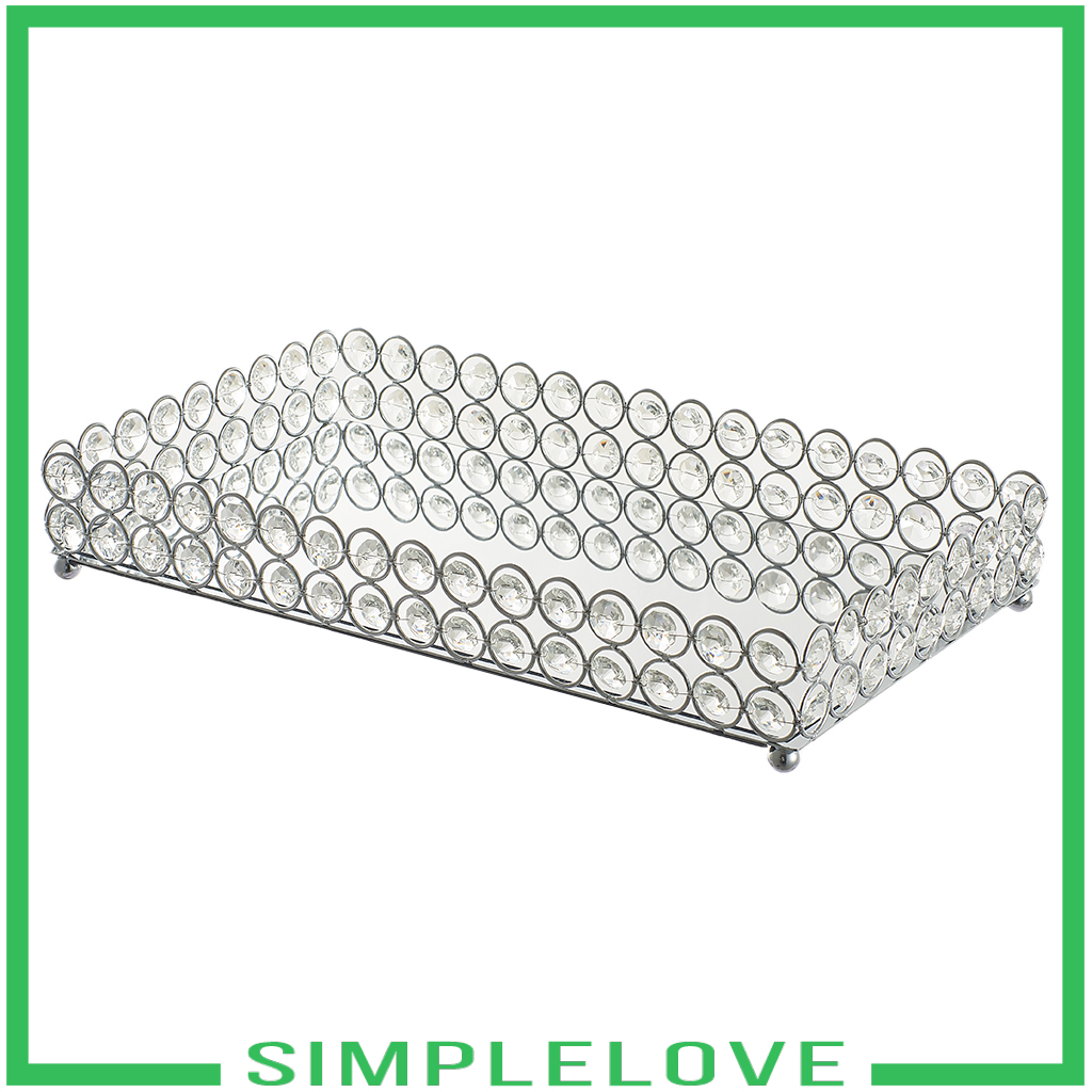 Khay trang trí trang điểm pha lê gương trang sức 25x15x5cm