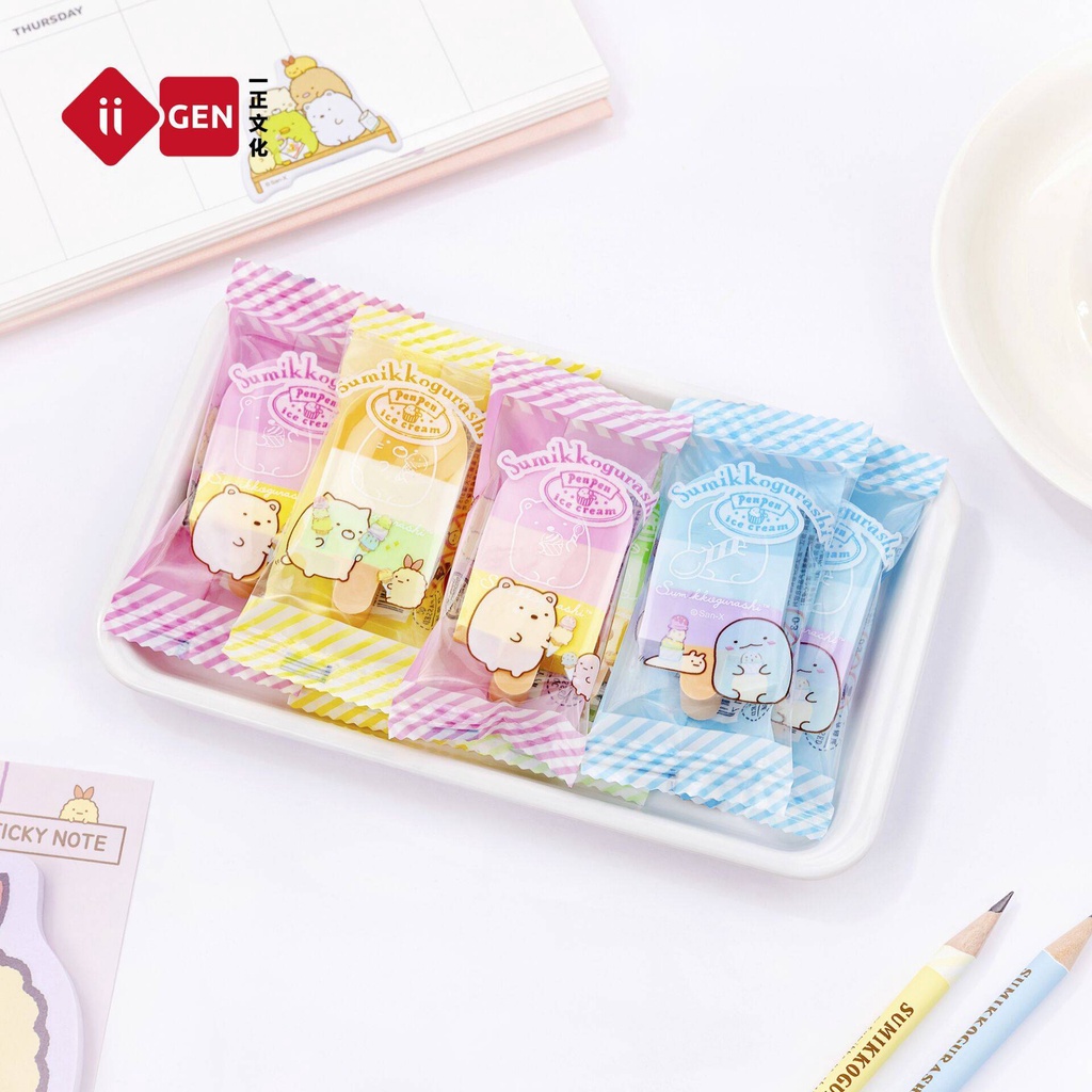 1 viên gôm tẩy gấu tẩy bút chì New SAN-X SUMIKKO GURASHI Kawaii ice cream Animal Eraser Children Art Stationery Drawing Exam Eraser For Kid Student Gift Stationery
