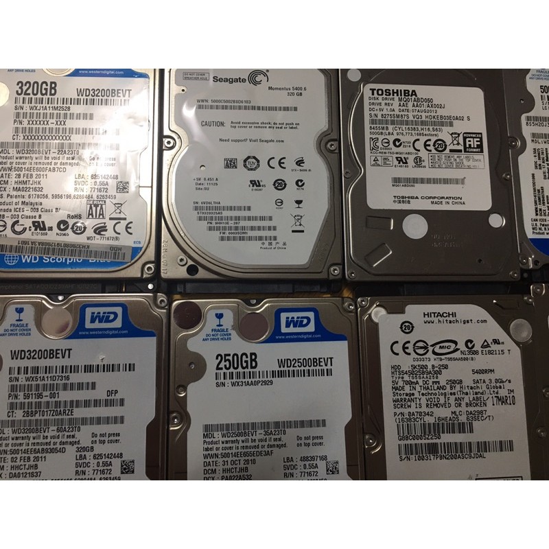 Ổ Cứng HDD laptop : 500GB, 320GB, 250GB, 160GB, 80GB