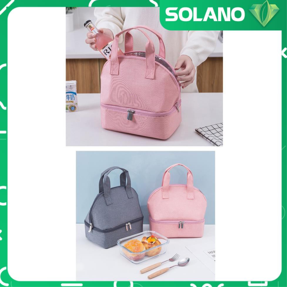 Túi giữ nhiệt SOLANO túi đựng hộp cơm, bình nước, bình sữa giữ nhiệt 2 ngăn cao cấp cho văn phòng, du lịch HG-001201