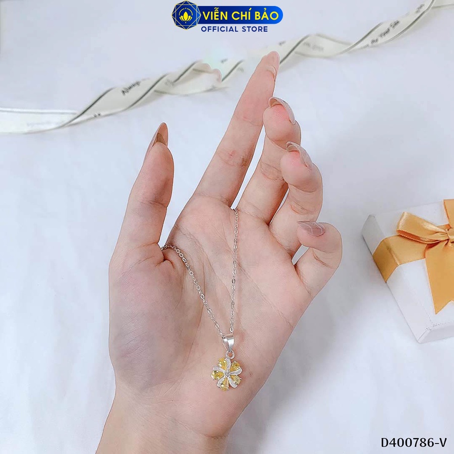 Dây chuyền bạc nữ mặt hoa bách nhật - Vàng chất liệu bạc 925 thời trang phụ kiện trang sức Viễn Chí Bảo D400786-V