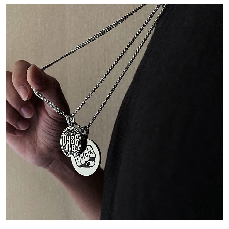 Dây Chuyền Thép Titan Mặt Chữ Cái 22051 Phong Cách Hip Hop Đường Phố