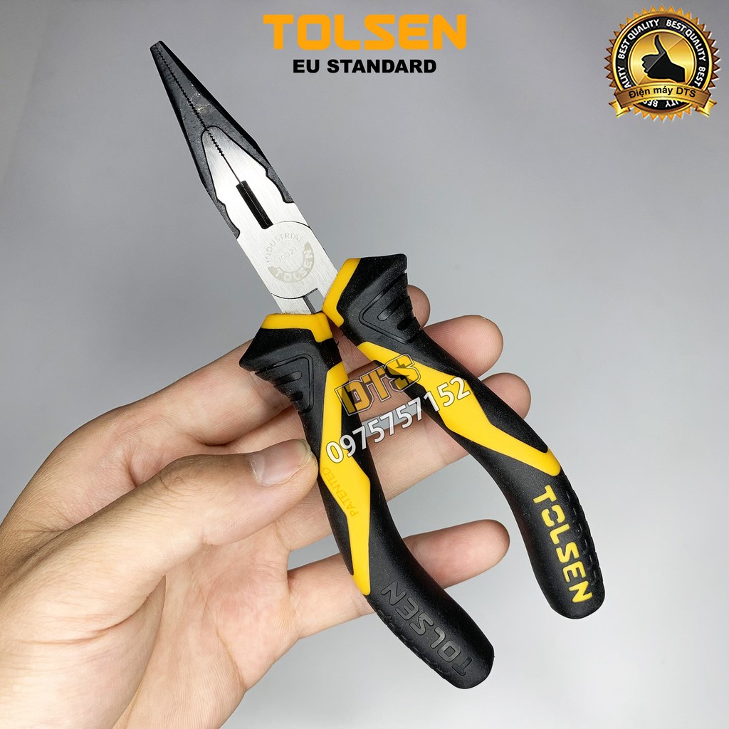 Kìm nhọn công nghiệp TOLSEN 6 inch/ 160mm, thép CR-V cao cấp mạ Niken chống gỉ – Tiêu chuẩn xuất khẩu Châu Âu