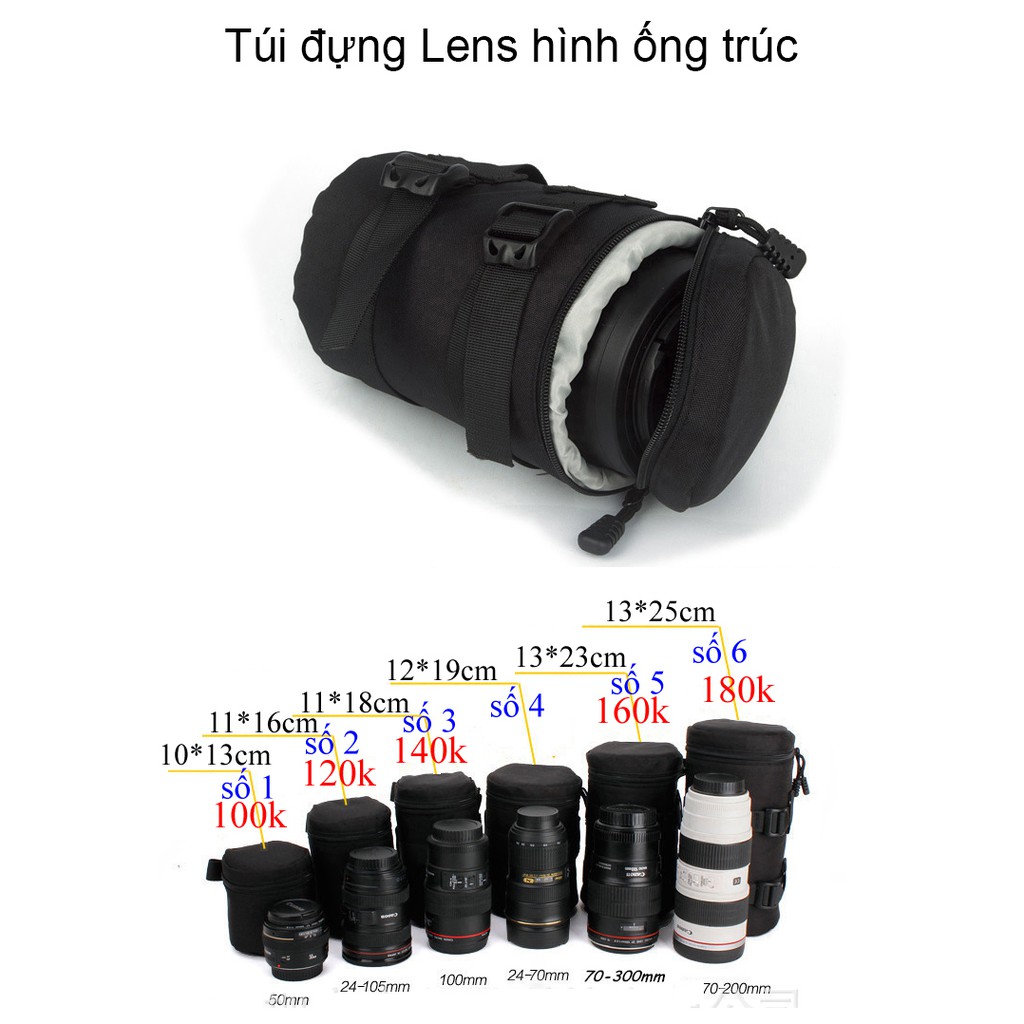 [Freeship toàn quốc từ 50k] Túi đựng Lens hình ống trúc