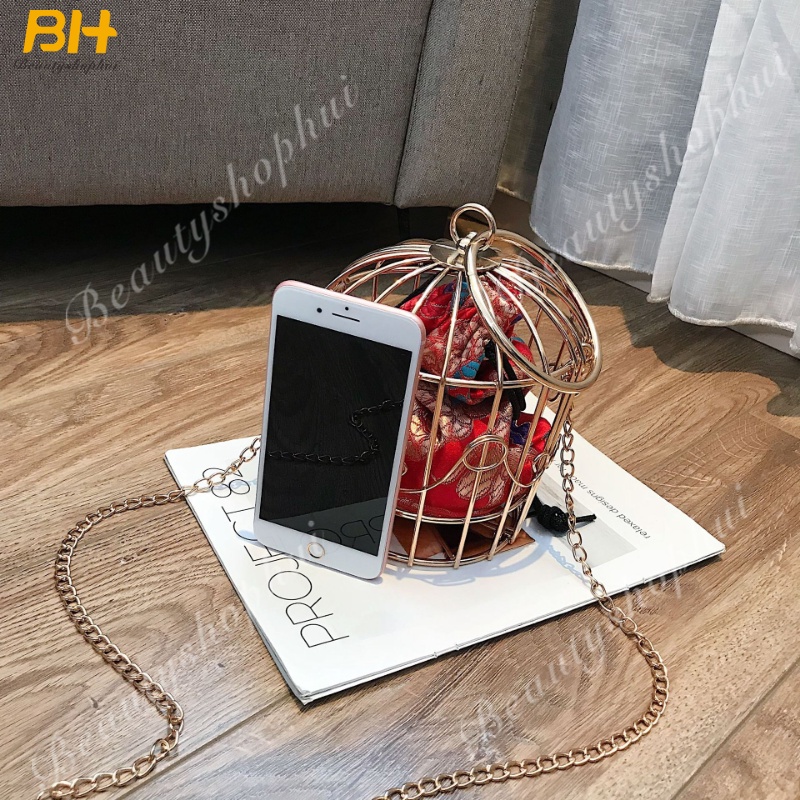 Túi Xách Bucket Đeo Vai Cỡ Nhỏ Họa Tiết Thổ Cẩm Phối Dây Xích Kiểu Hàn Quốc Thời Trang 2022 Cho Nữ