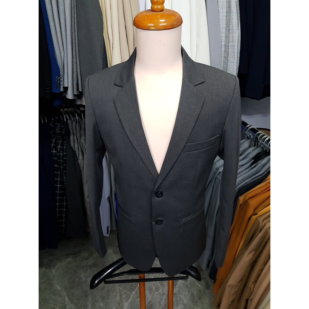 Áo vest nam form suông 2 nút trung niên màu xám đậm chất vải mềm mịn