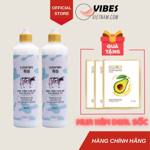 Sữa tắm sữa bò Hàn Quốc Hawon Korean Technology Tặng kèm mặt nạ bơ vàng cao cấp - vibesvietnam