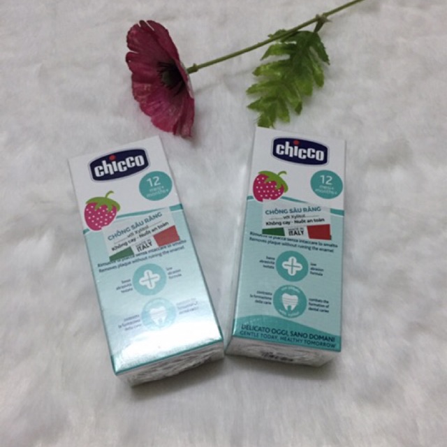 Kem đánh răng hương Dâu Chicco 50ml dành cho bé 12m+ - Kem đánh răng cho bé - Cam kết đại lý Chicco chính hãng