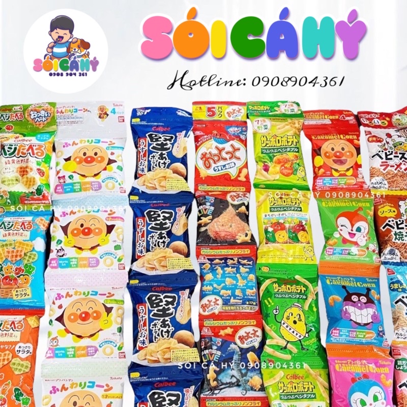 Bánh Snack Calbee Nhật Bản-Dây 4 gói -Sói Cá Hý