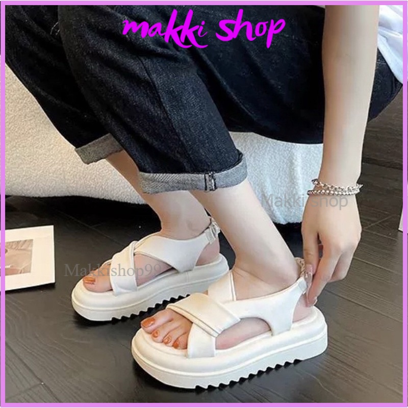 Sandal chun xoắn siêu xinh mới, sandal nữ đế răng cưa cao 4cm MAKKI SHOP